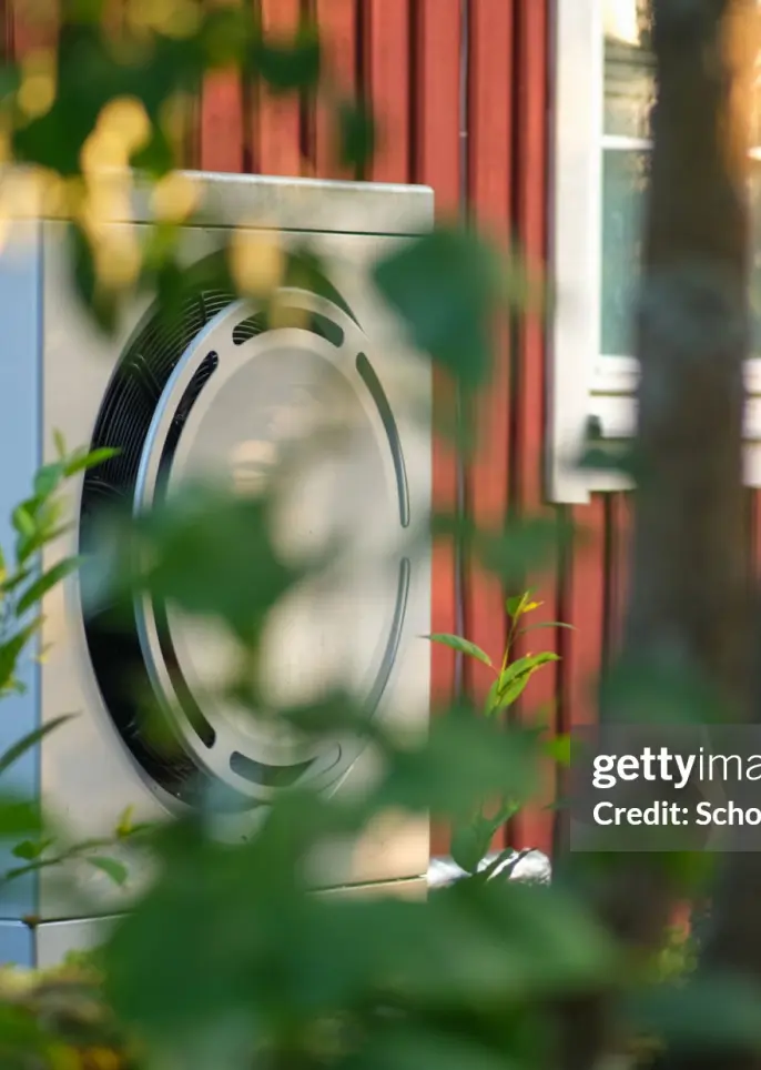 Heat pump outside of house