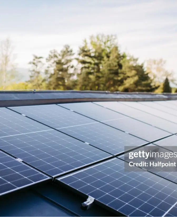 Solar panels covering a roof.